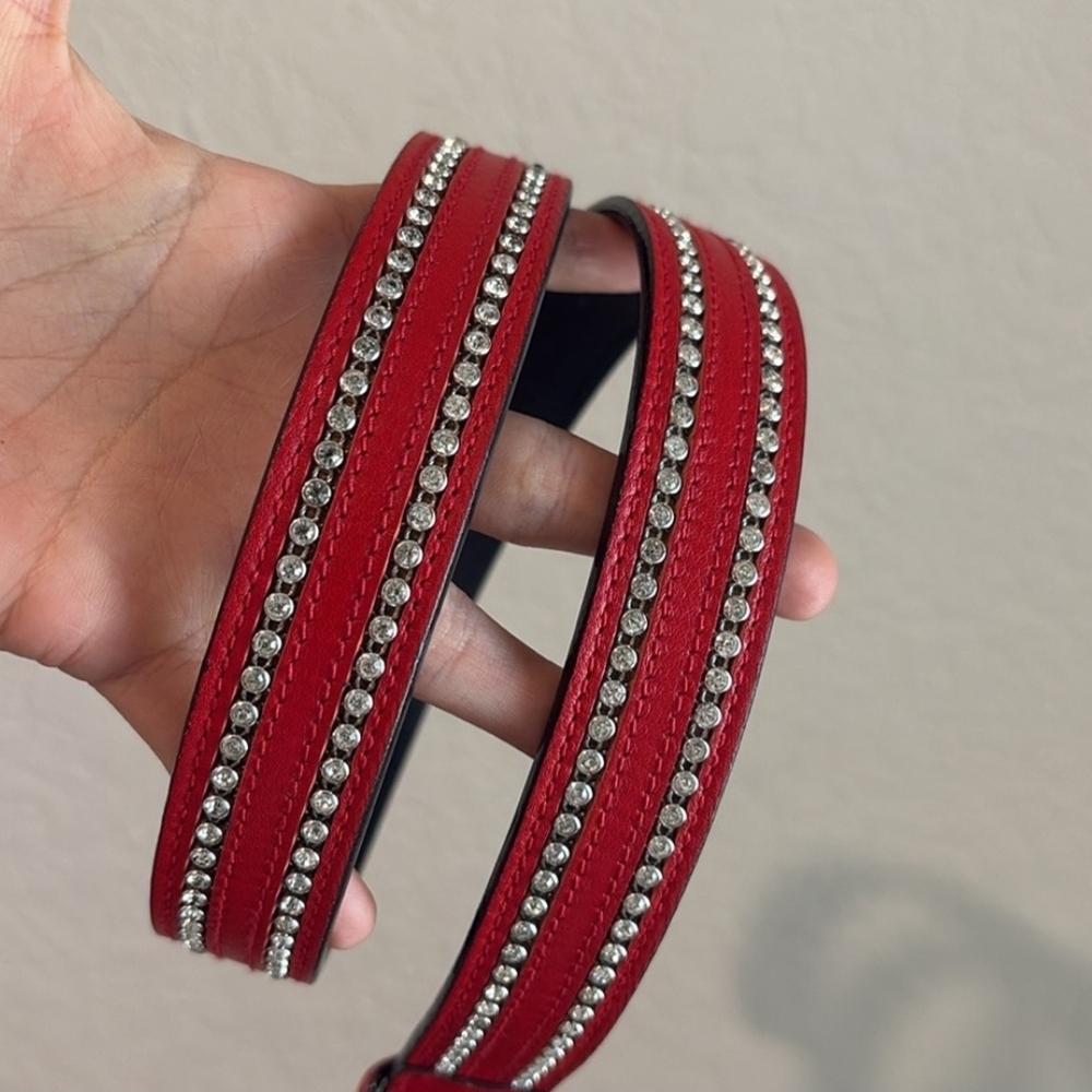 Versace Medusa Red & Gold Rhinestone Belt Women's (36" Total Length) - Picture 3 of 7
